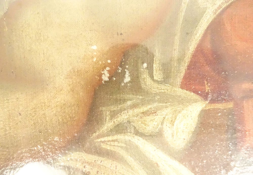 Hst Oval Painting Of The Virgin And Child, Madonna, In A Gilded Frame, Late 18th Century-photo-5