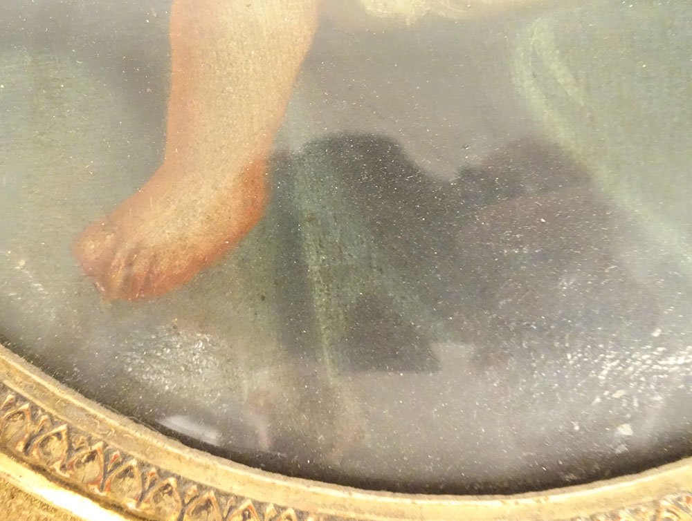 Hst Oval Painting Of The Virgin And Child, Madonna, In A Gilded Frame, Late 18th Century-photo-6