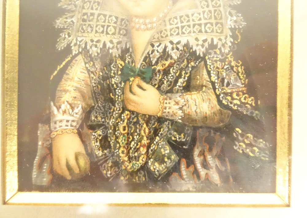 Aquarelle portrait princesse Eléonore de Mantoue Emile Bourquelot XIXème-photo-4