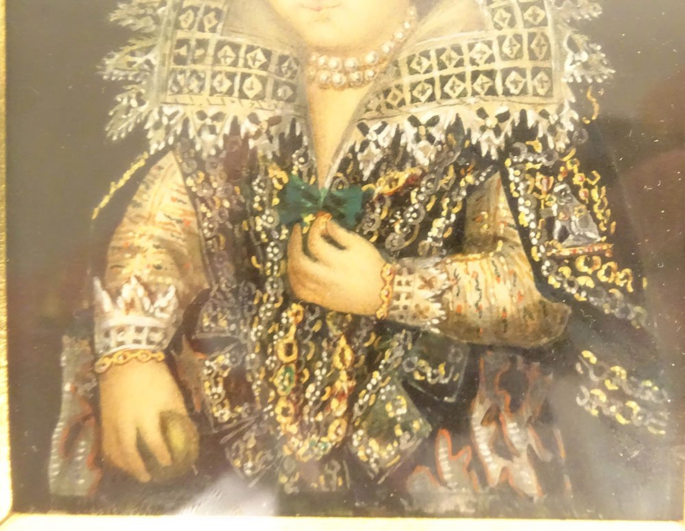 Aquarelle portrait princesse Eléonore de Mantoue Emile Bourquelot XIXème-photo-1