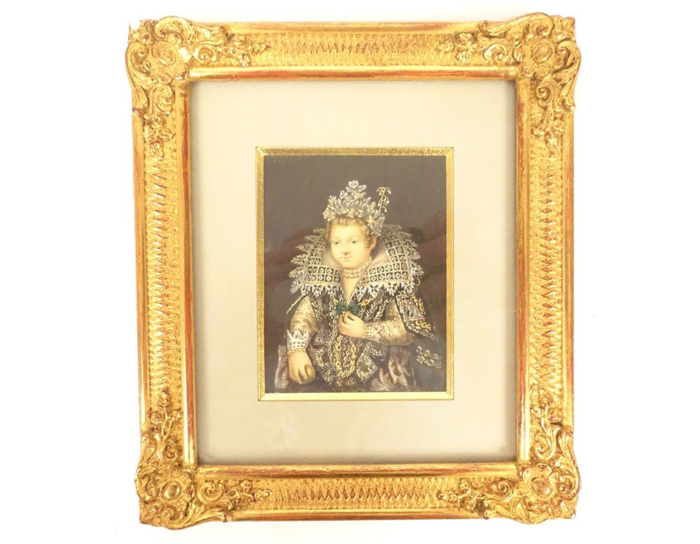 Aquarelle portrait princesse Eléonore de Mantoue Emile Bourquelot XIXème