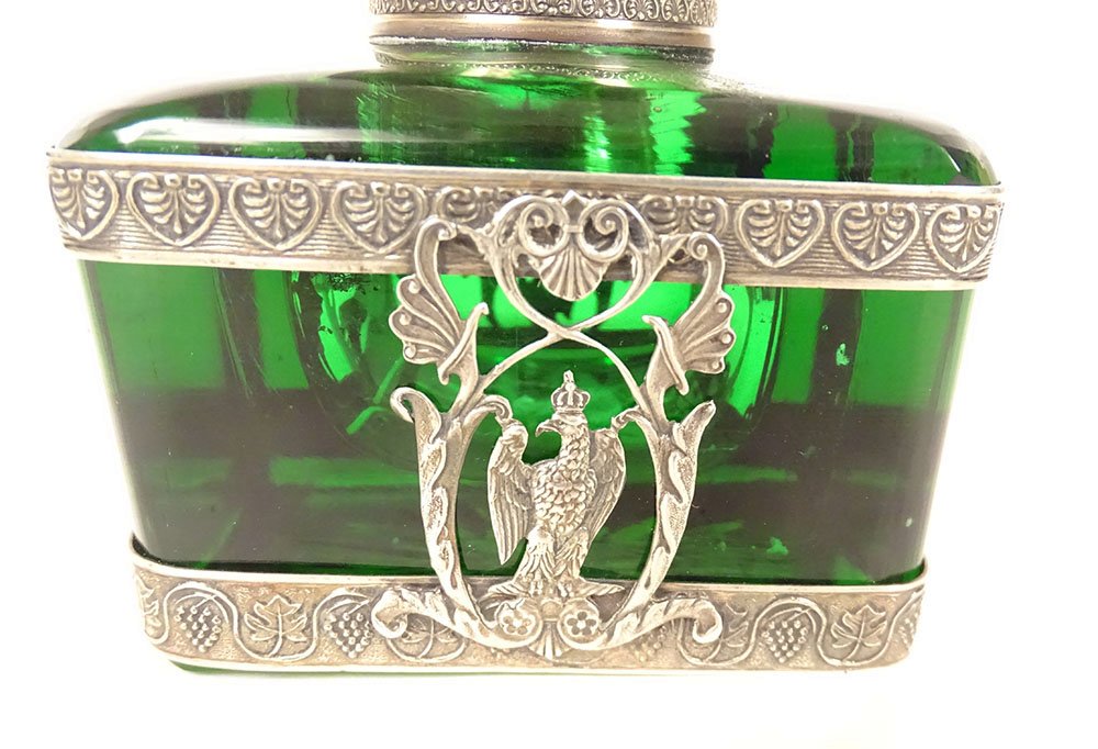 Solid Silver Empire-style Inkwell With Minerva, Eagle, And Antique Crown, 19th Century-photo-3