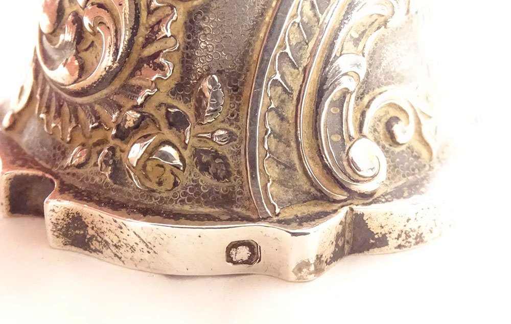 Solid Silver Table Bell, Minerva Design With Flowers And Foliage, 155.49 G, 19th Century-photo-4