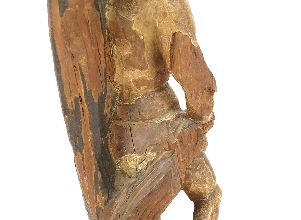 Sculpture statuette bois polychrome Saint-Sébastien martyr XVIIème siècle-photo-6