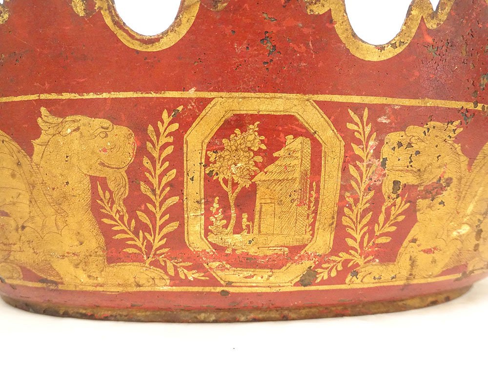 Empire-style Glass-topped Cooler Made Of Painted Sheet Metal With Griffins And Winged Lions, Early 19th Century-photo-4