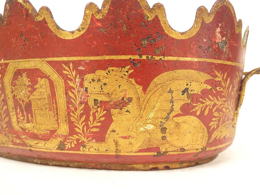 Empire-style Glass-topped Cooler Made Of Painted Sheet Metal With Griffins And Winged Lions, Early 19th Century-photo-1