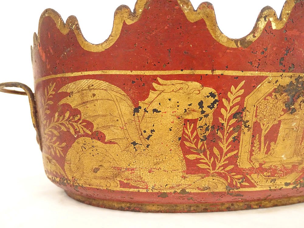 Empire-style Glass-topped Cooler Made Of Painted Sheet Metal With Griffins And Winged Lions, Early 19th Century-photo-4