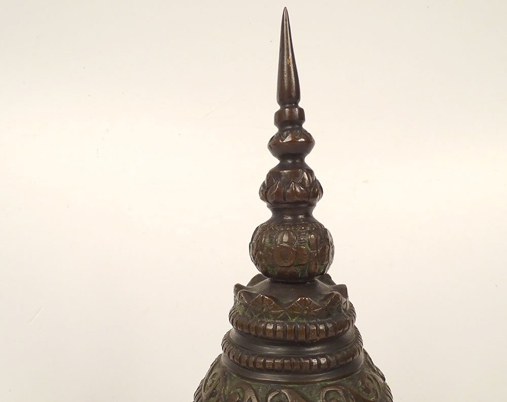 Bronze Bust Sculpture Of An Apsara Dancer, Vietnam, Indochina, Bien Hoa School, 20th Century-photo-5