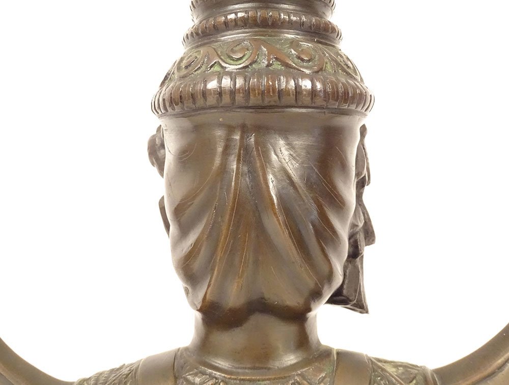 Bronze Bust Sculpture Of An Apsara Dancer, Vietnam, Indochina, Bien Hoa School, 20th Century-photo-6