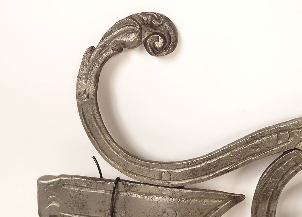 Potence murale porte enseigne fer forgé volutes feuillage XVIIIème siècle-photo-4