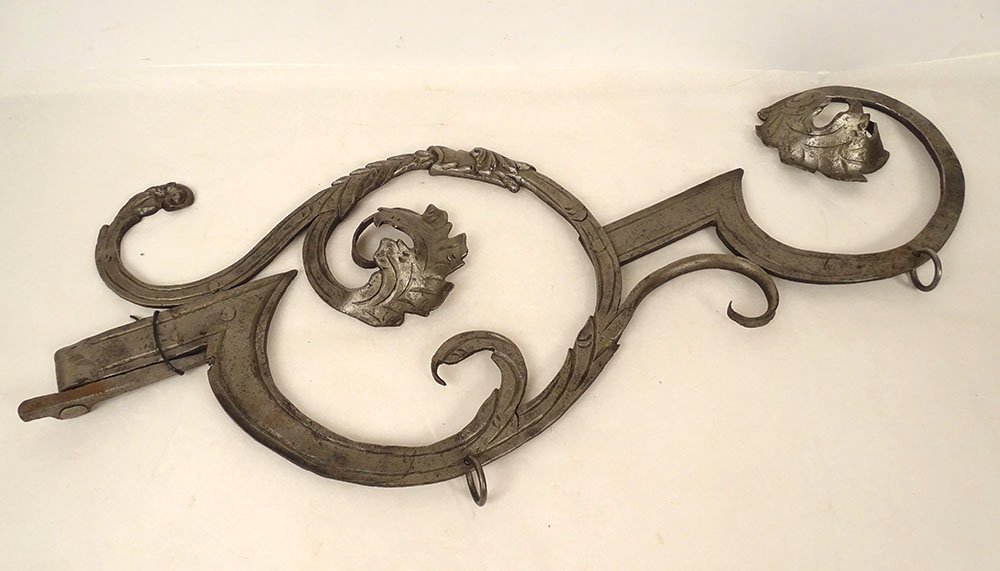 Potence murale porte enseigne fer forgé volutes feuillage XVIIIème siècle-photo-3