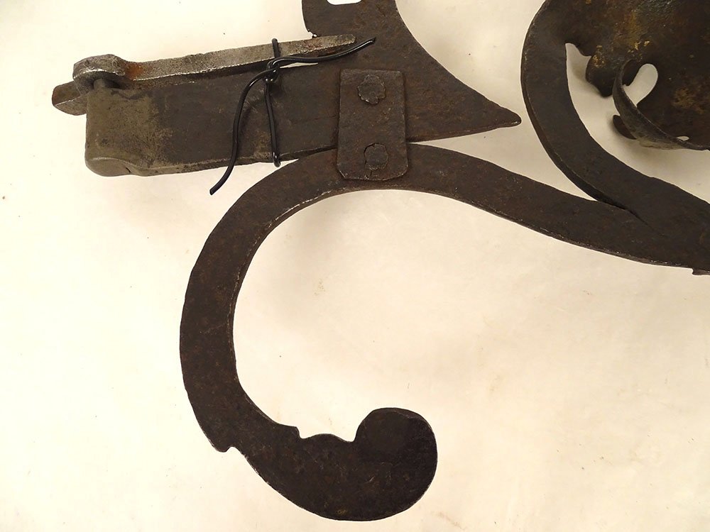 Potence murale porte enseigne fer forgé volutes feuillage XVIIIème siècle-photo-5
