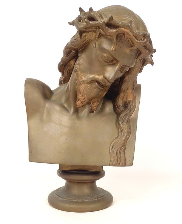 Sculpture bronze buste Christ épines Clésinger F. Barbedienne Collas XIXème