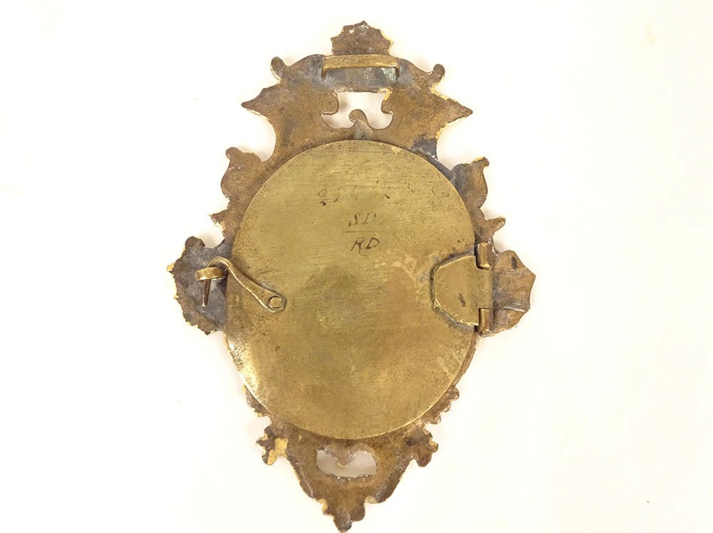 Miniature ovale portrait femme qualité cadre bronze rocaille Louis XV 18è-photo-4