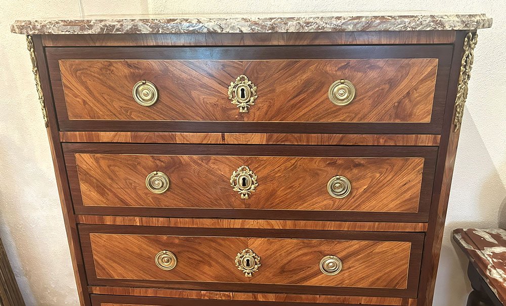 18th-century Louis XVI Weekly Planner With Rosewood And Amaranth Wood Marquetry And Marble Inlay-photo-2