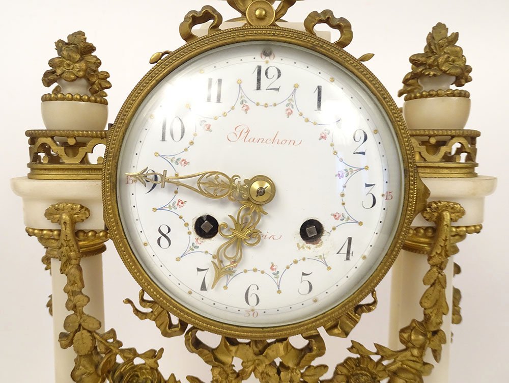 Louis XVI-style Freestanding Clock With White Marble And Bronze Columns, Planchon Napiii, 19th Century-photo-4