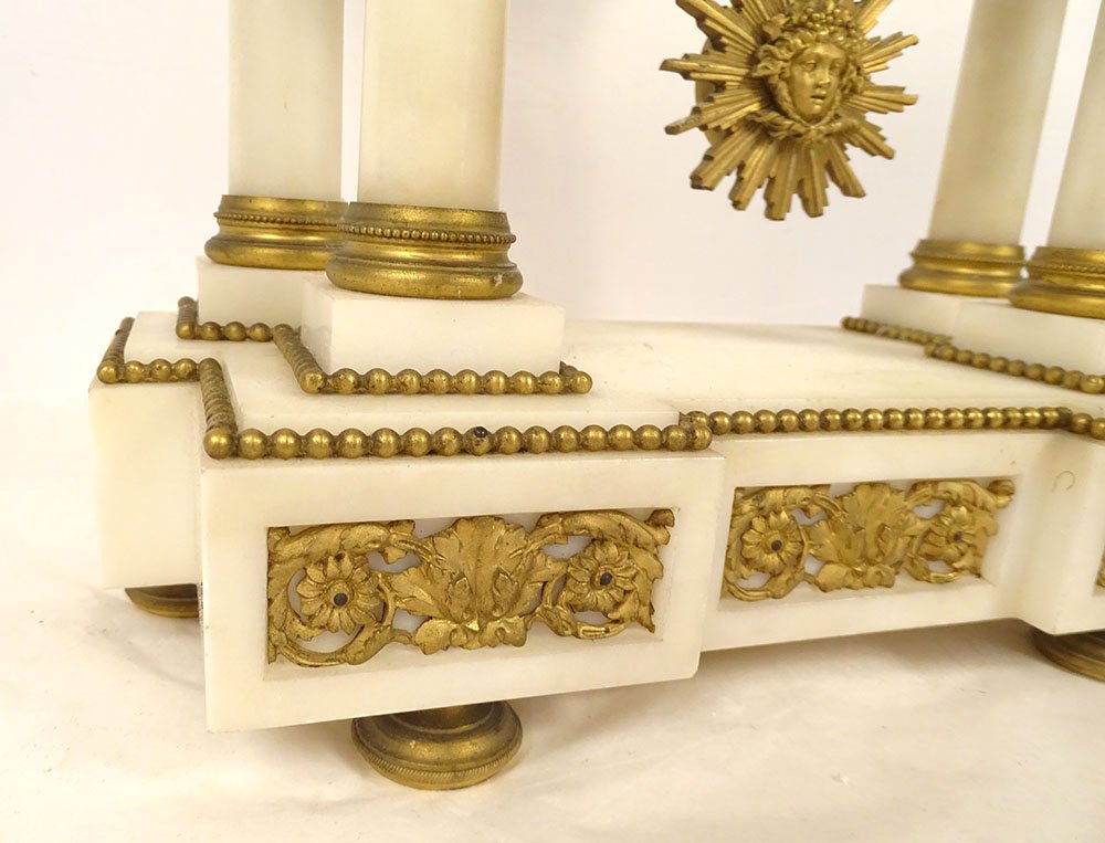 Louis XVI-style Freestanding Clock With White Marble And Bronze Columns, Planchon Napiii, 19th Century-photo-3