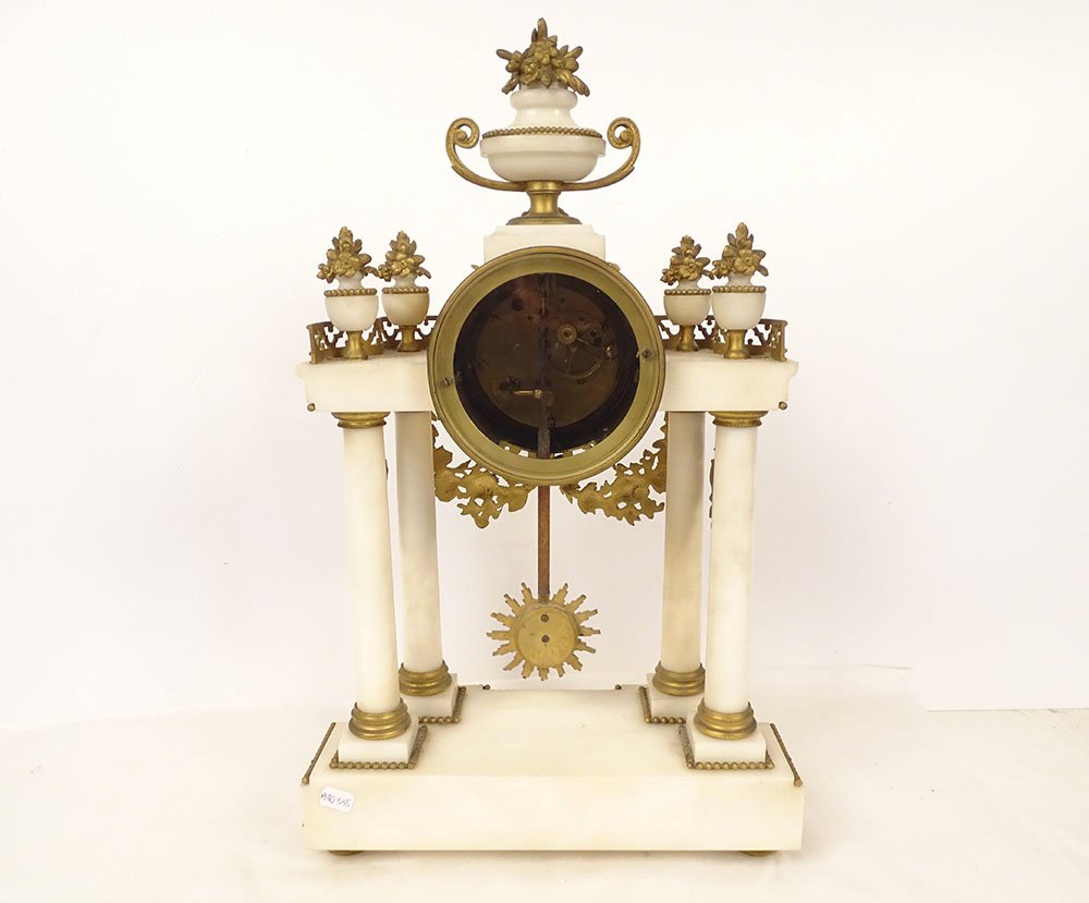 Louis XVI-style Freestanding Clock With White Marble And Bronze Columns, Planchon Napiii, 19th Century-photo-6