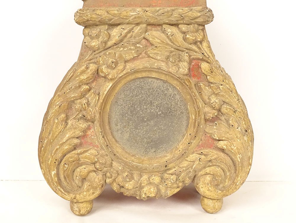 Porte reliquaire bois sculpté doré feuillage fleurs église XVIIIème siècle-photo-2