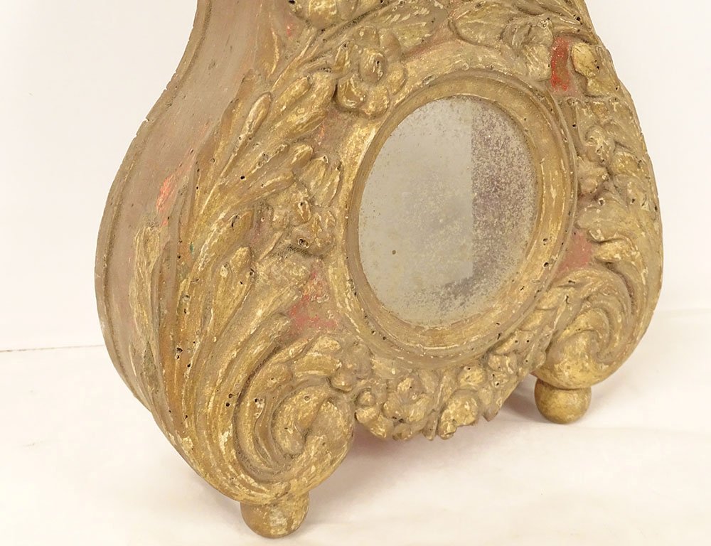 Porte reliquaire bois sculpté doré feuillage fleurs église XVIIIème siècle-photo-4