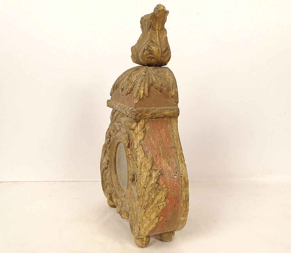 Porte reliquaire bois sculpté doré feuillage fleurs église XVIIIème siècle-photo-1