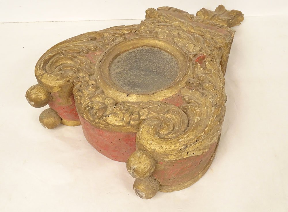 Porte reliquaire bois sculpté doré feuillage fleurs église XVIIIème siècle-photo-4