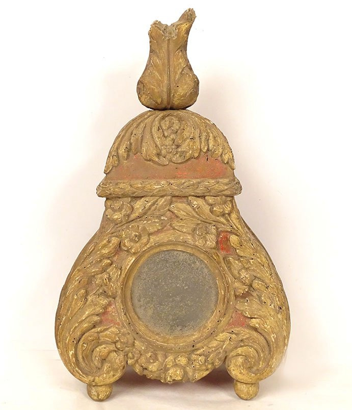 Porte reliquaire bois sculpté doré feuillage fleurs église XVIIIème siècle