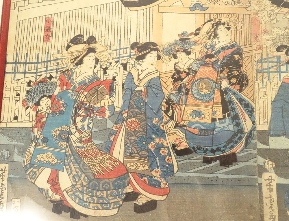 Ukiyo-e Print: Oiran Courtesans, Yoshitora Brothel, Japan, Meiji Period, 19th Century-photo-3