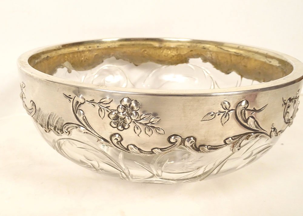 Coupe décorative cristal taillé argent massif Minerve Art Nouveau XIXème-photo-3