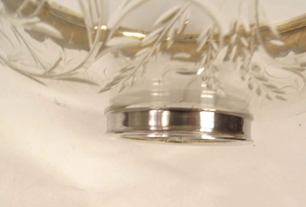 Coupe décorative cristal taillé argent massif Minerve Art Nouveau XIXème-photo-4