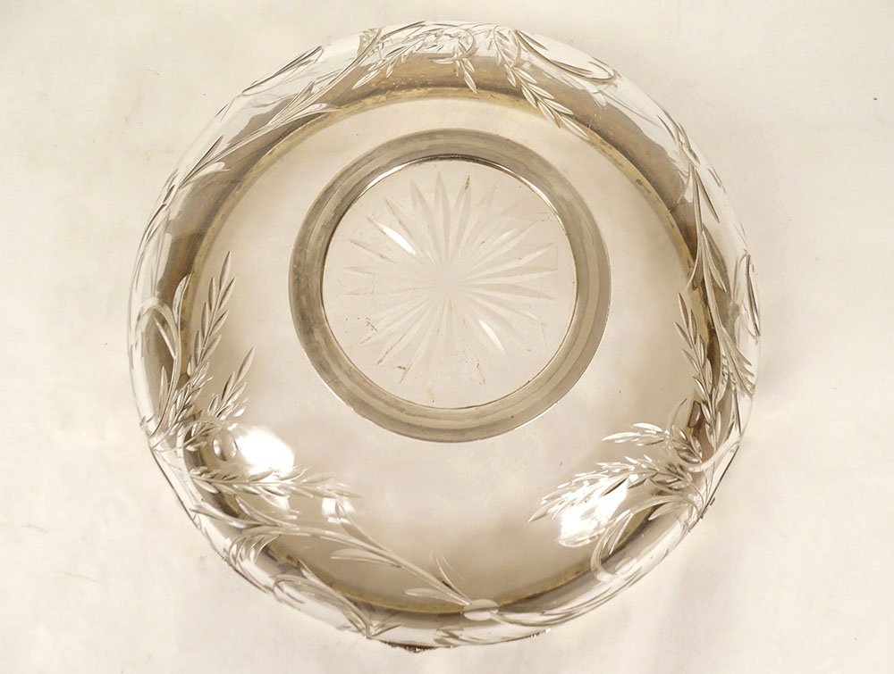 Coupe décorative cristal taillé argent massif Minerve Art Nouveau XIXème-photo-5