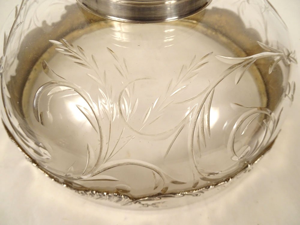 Coupe décorative cristal taillé argent massif Minerve Art Nouveau XIXème-photo-6