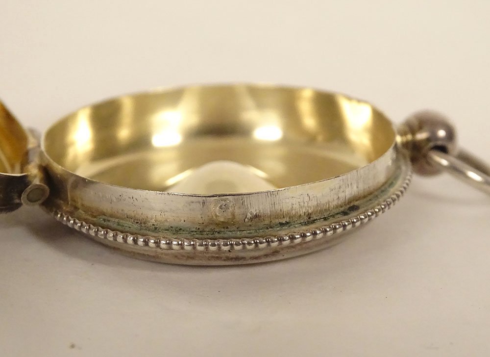 Solid Silver Custodial Communion Box With Minerva Cross, 24 Grams, 19th Century-photo-3