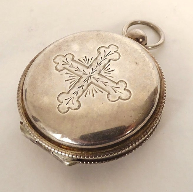 Solid Silver Custodial Communion Box With Minerva Cross, 24 Grams, 19th Century