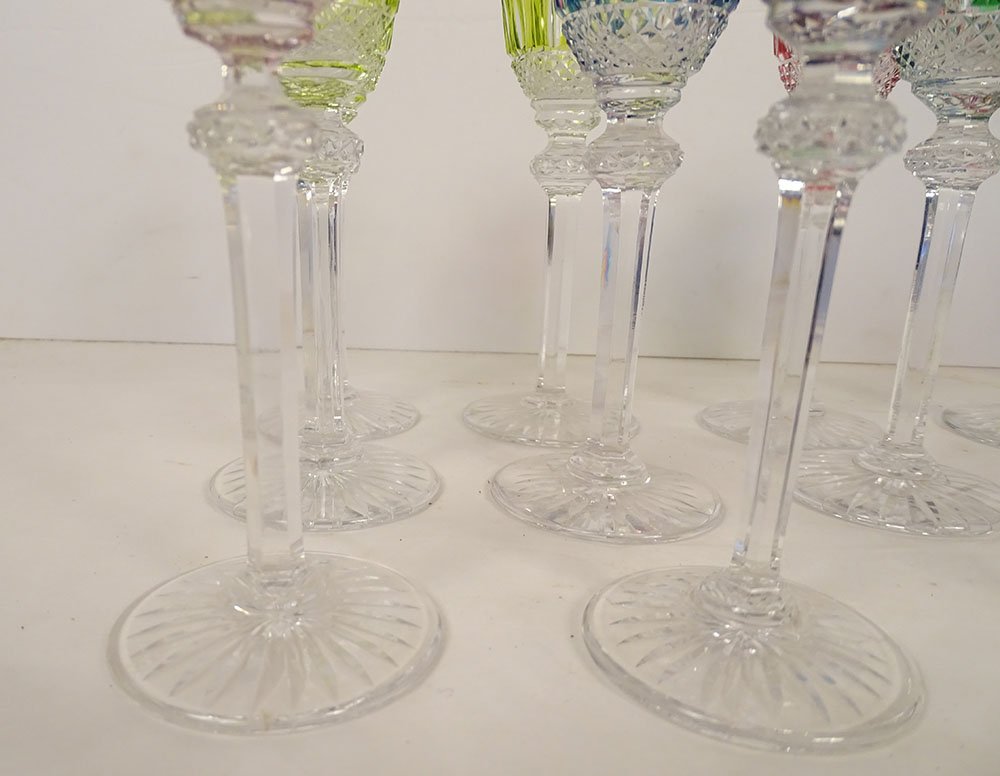 10 Saint-louis Crystal Cut Port Glasses, "tommy" Model, 20th-century Color-photo-3