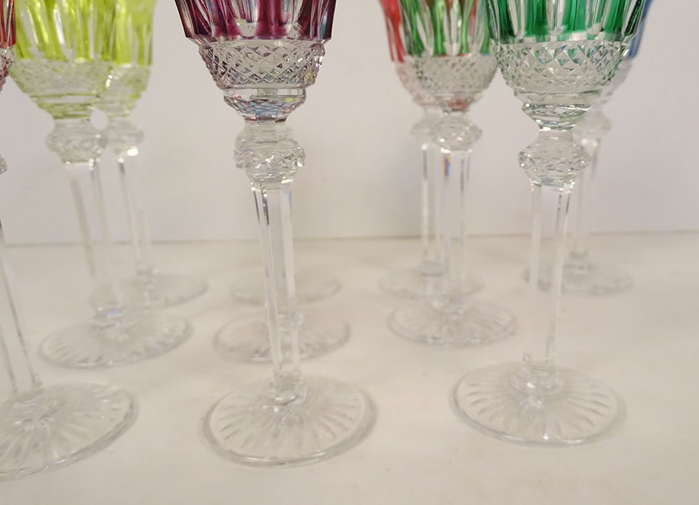 10 Saint-louis Crystal Cut Port Glasses, "tommy" Model, 20th-century Color-photo-4