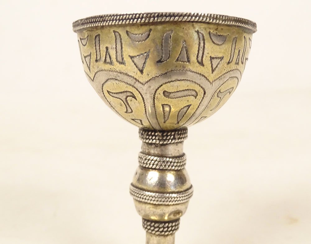 Coquetier métal doré argenté style oriental byzantin Ottoman XIXème siècle-photo-2