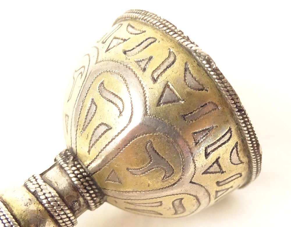 Coquetier métal doré argenté style oriental byzantin Ottoman XIXème siècle-photo-5