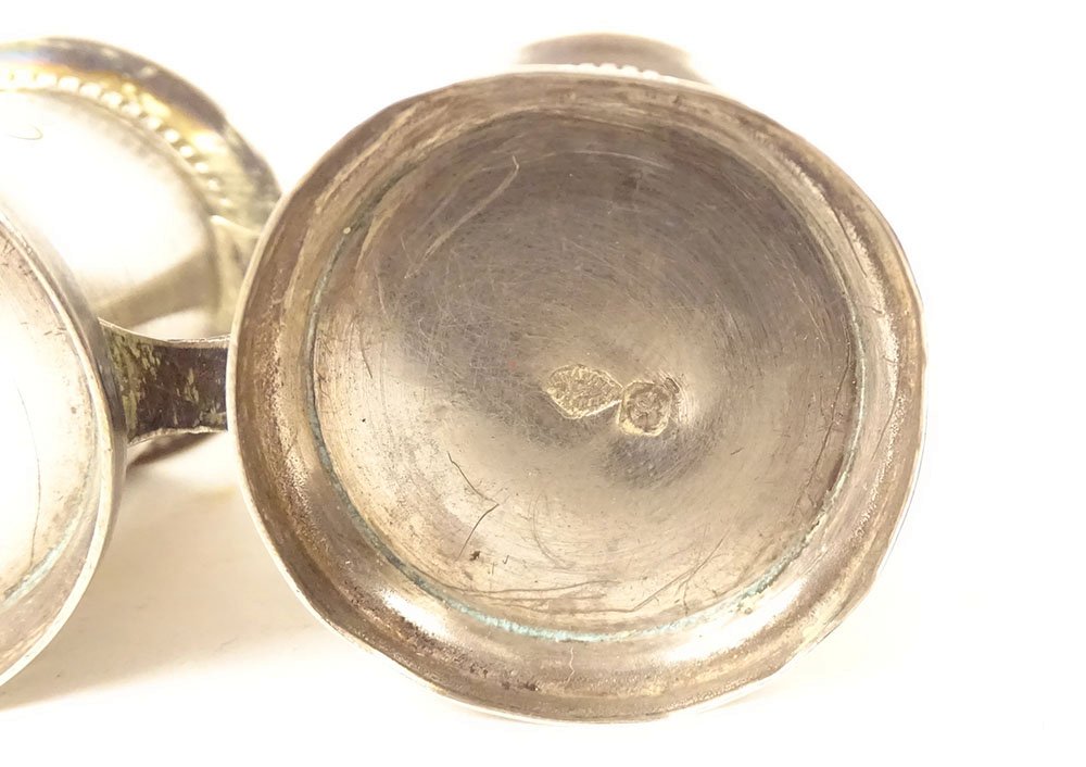 Paire ampoules huile sainte catéchumène Chrême argent massif Demarquet XIXè-photo-3