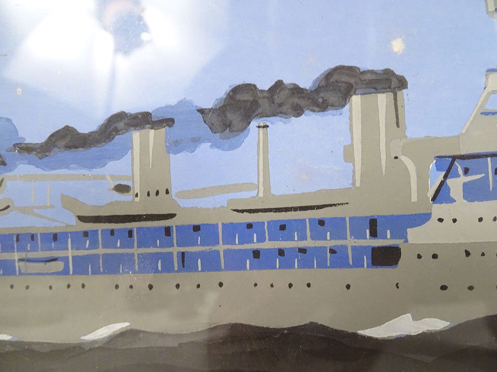 Gouache By Léon Haffner: French Frigate And Training Cruiser Jeanne d'Arc, 20th Century-photo-2