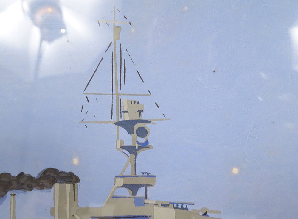 Gouache By Léon Haffner: French Frigate And Training Cruiser Jeanne d'Arc, 20th Century-photo-3