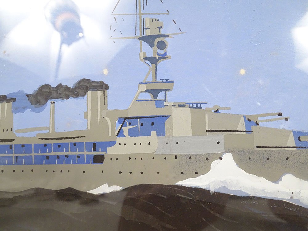 Gouache By Léon Haffner: French Frigate And Training Cruiser Jeanne d'Arc, 20th Century-photo-4
