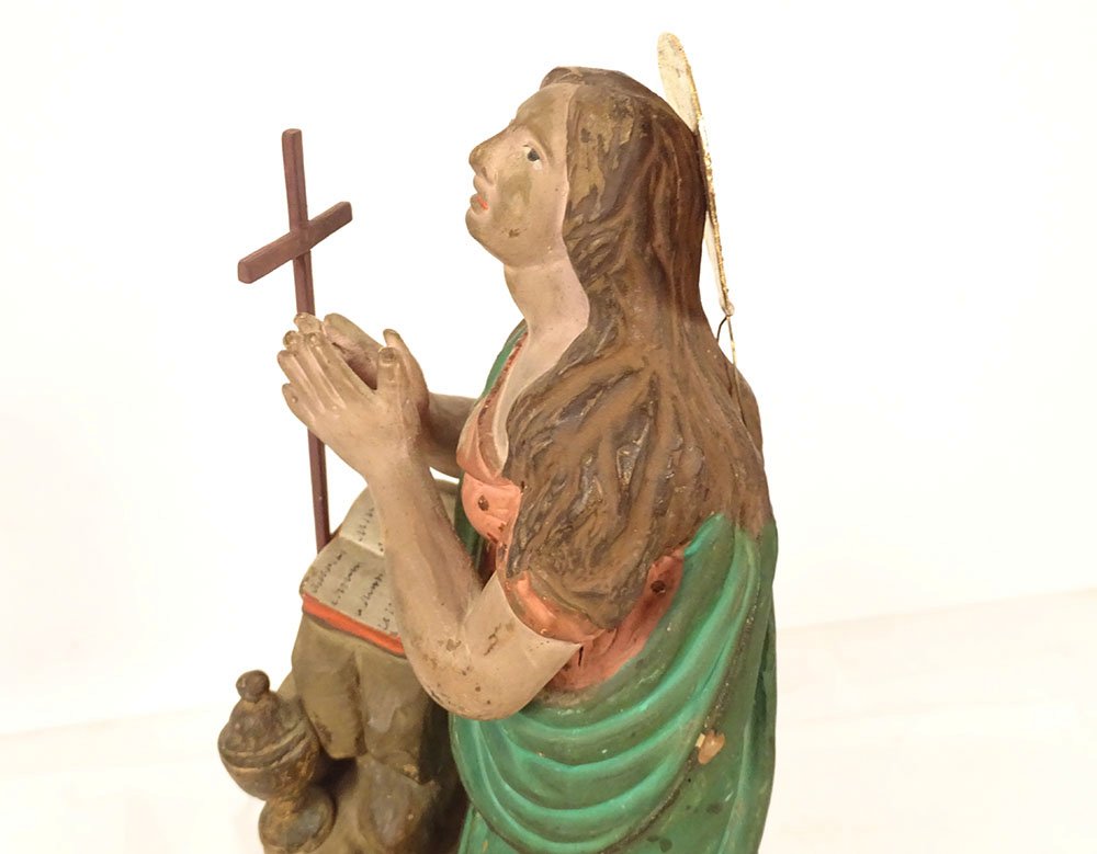 Santibelli provençal Ste Marie Madeleine pénitente Vanité terre cuite XIXè-photo-4