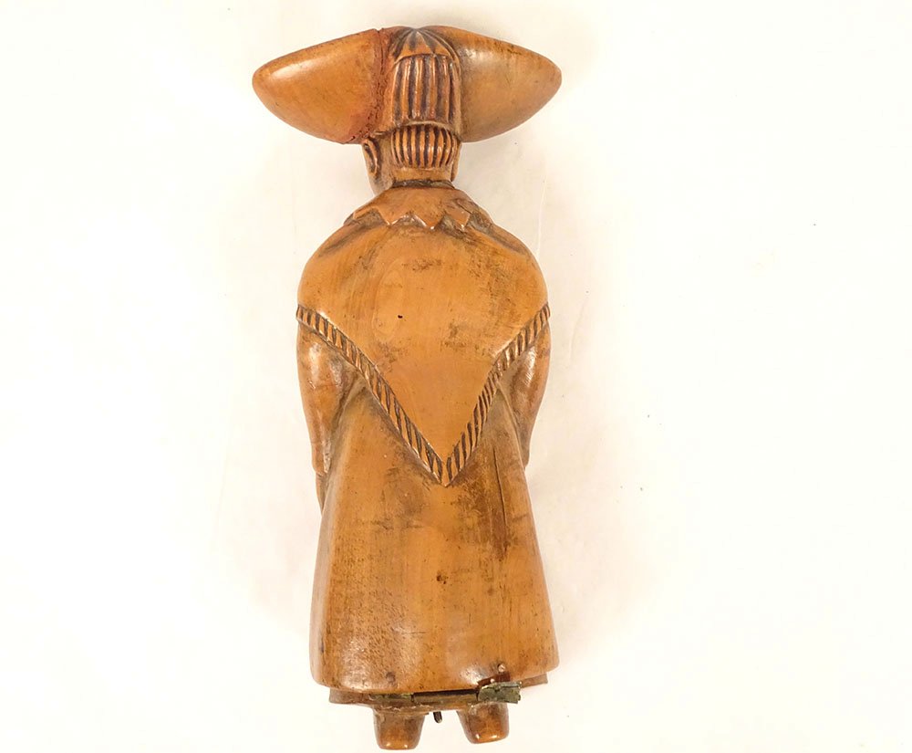 Tabatière buis anthropomorphe femme coiffe traditionnelle Art Populaire 19è-photo-6