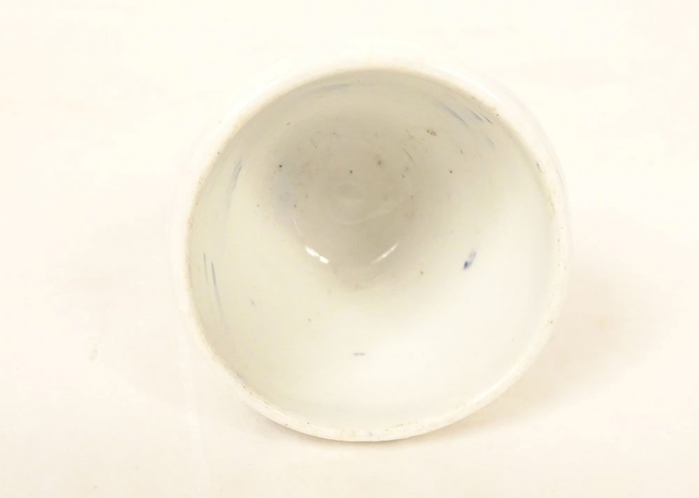 Coquetier faïence Creil Montereau modèle Rousseau japonisant libellule XIXè-photo-1