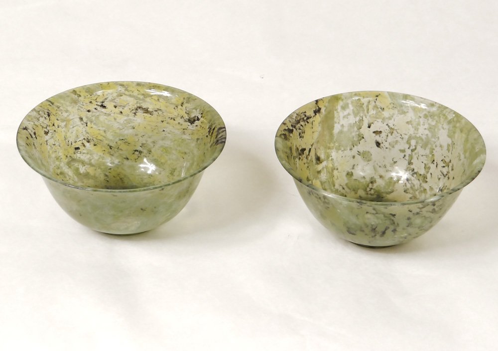 Paire petits bols jade néphrite Chine XIXème siècle-photo-2