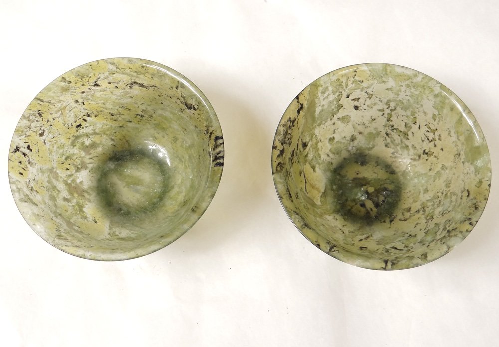 Paire petits bols jade néphrite Chine XIXème siècle-photo-3