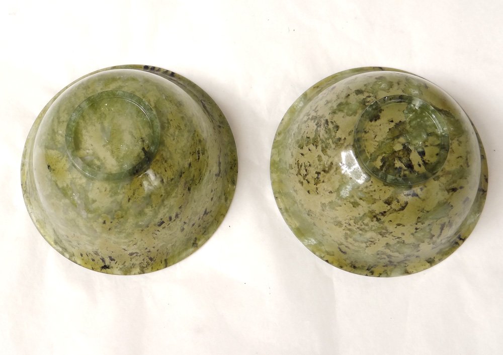 Paire petits bols jade néphrite Chine XIXème siècle-photo-1