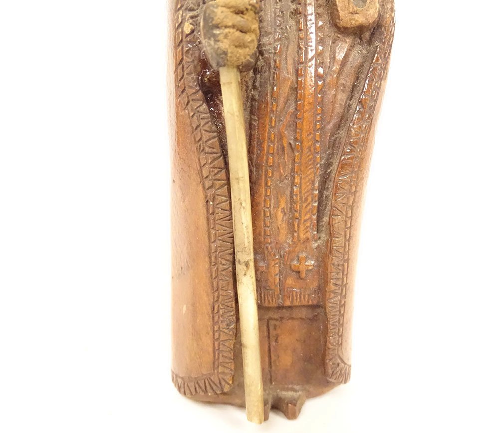 Small Wooden Sculpture Of A Saintly Bishop With A Crosier And Miter, 19th Century-photo-4