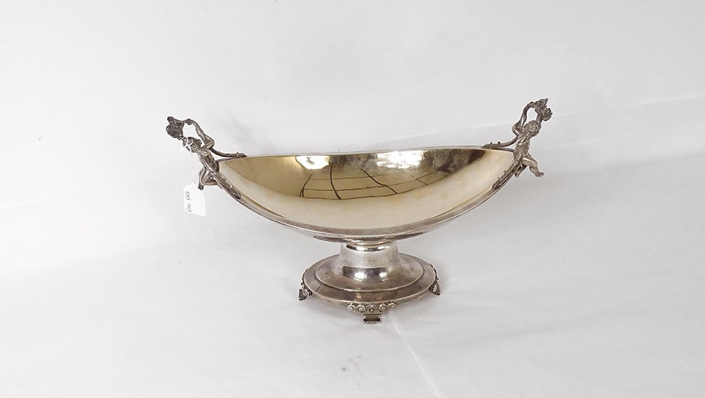 Coupe navette décorative argent américain Ball, Black & Co NY Amours XIXè-photo-2